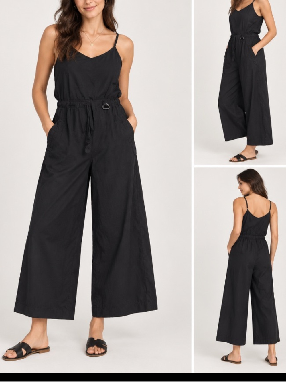 The North Face Black Wide-Leg Spaghetti Strap Jumpsuit